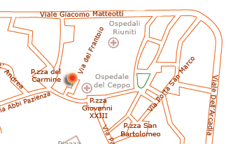 Da VIALE GIACOMO MATTEOTTI, Gira a destra VIA DEGLI ARMENI, Continua in PIAZZA DEL CARMINE, Gira a sinistra VIA DELLE PAPPE, Gira a sinistra VIA DEL FRANTOIO 